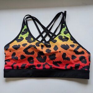Grrrl Sports Bra Ombre Multicolor Animal Print Amenah Black Colorful Athleisure